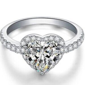 💞Hollow Gemstone Zircon Thin Sweet Vintage Heart CZ Ring for Women, MARR9118